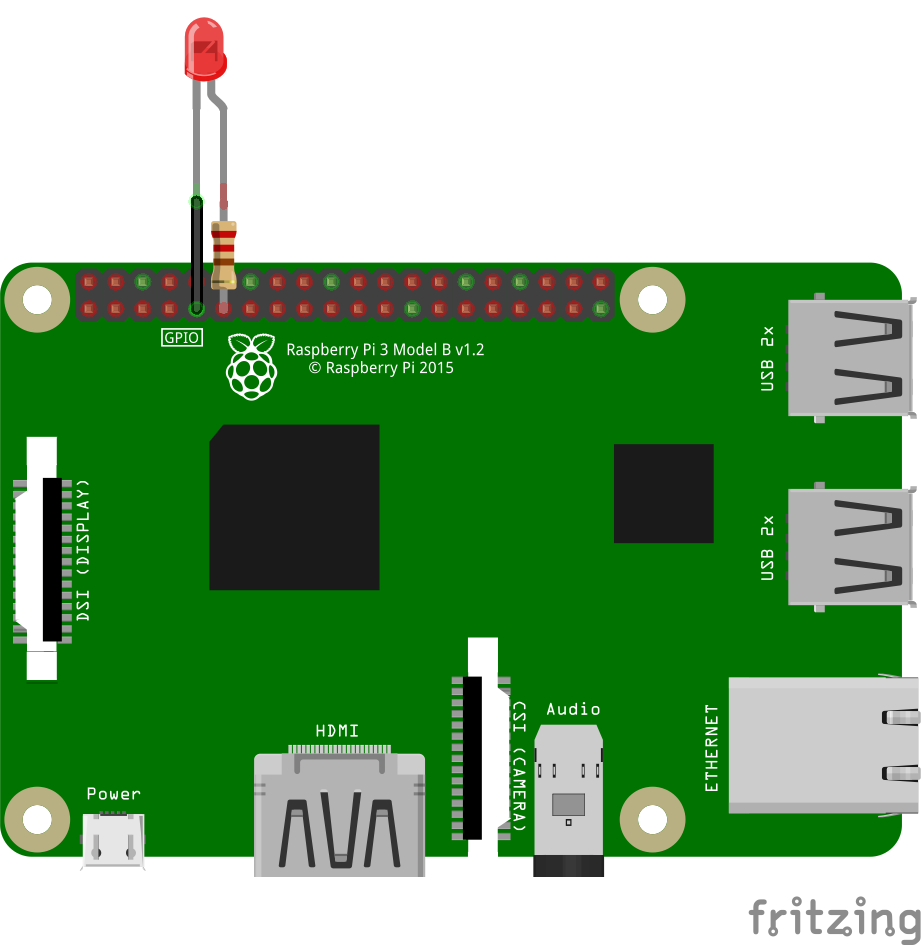 Circuit of Blinking LED with Raspberry Pi